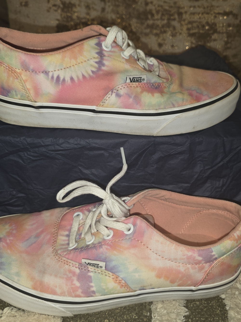 Vans Tie-Dye Canvas Lace-Up Sneakers - Pink, Purple, Yellow, Blue. Size 8.5.